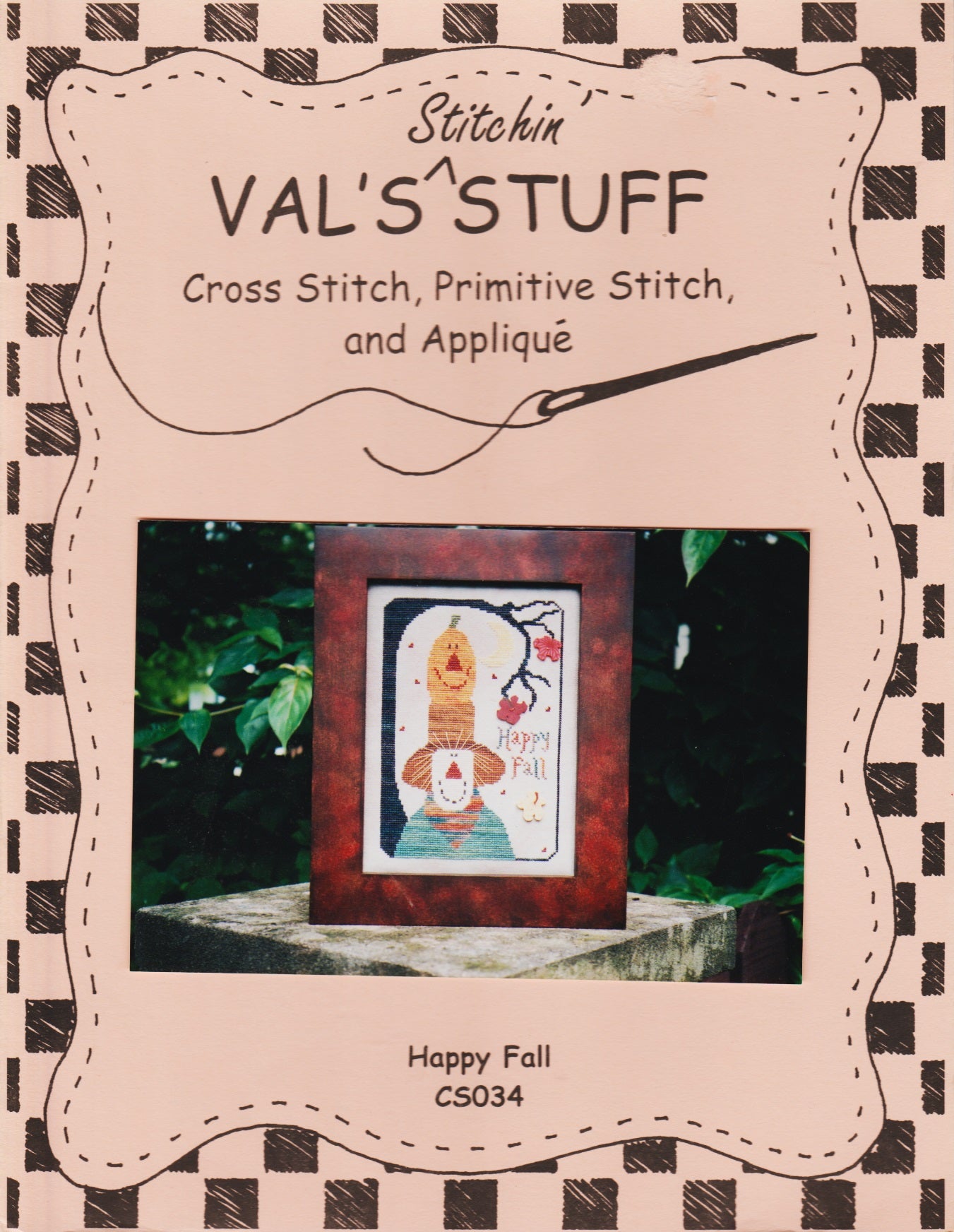 Val's Stuff Happy Fall CS034 scarecrow cross stitch pattern