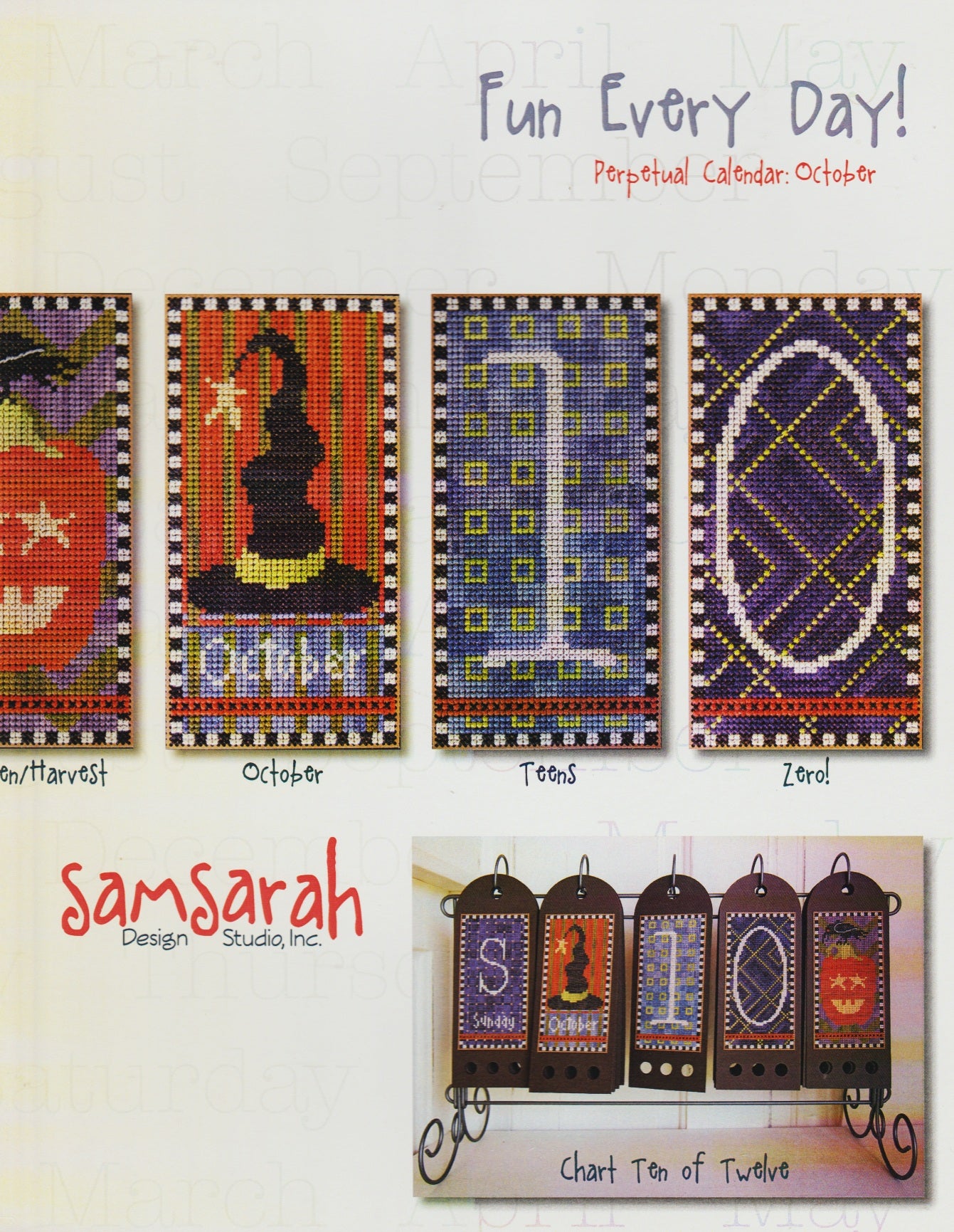 Sam Sarah Happy Falling Leaves cross stitch pattern