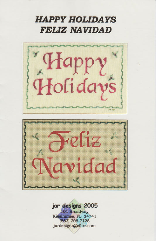 JAR Designs Happy Holidays - Feliz Navidad cross stitch pattern