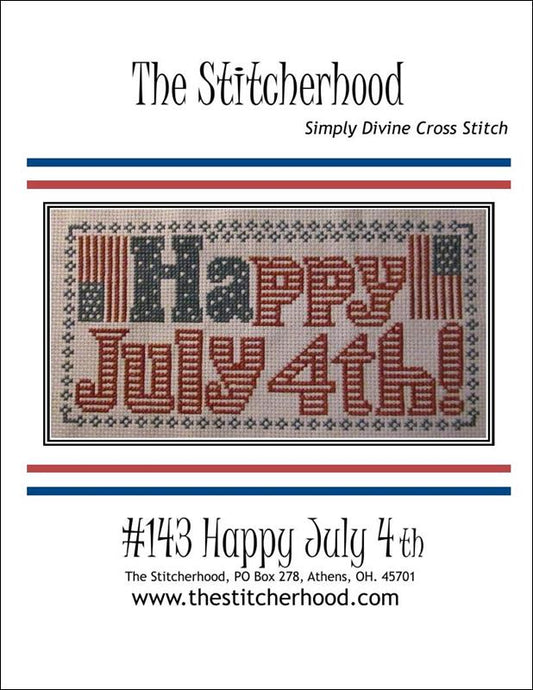 The Stitcherhood Happy July 4th patriotic cross stitch pattern