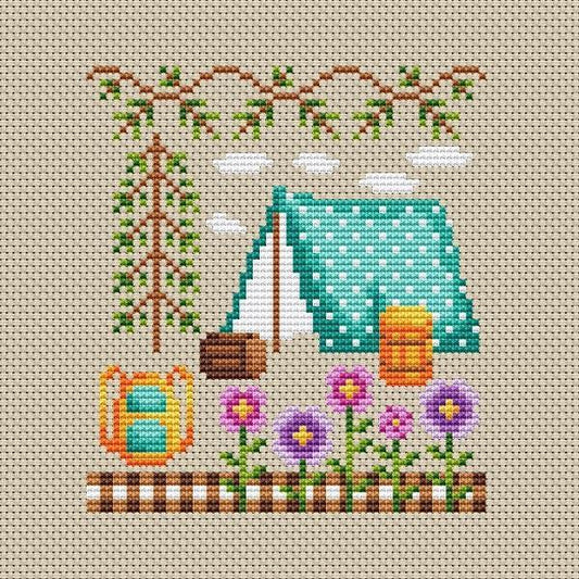 Shannon Christine Happy Tent camping cross stitch pattern