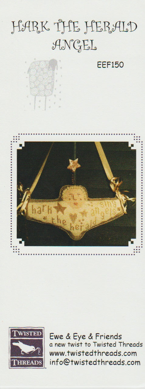 Ewe & Eye Hark The Herald Angel EEF150 christmas ornament cross stitch pattern
