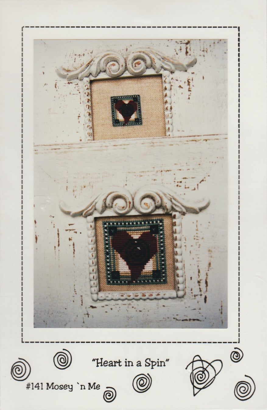 Mosey 'n Me Hearts In A Spin cross stitch pattern