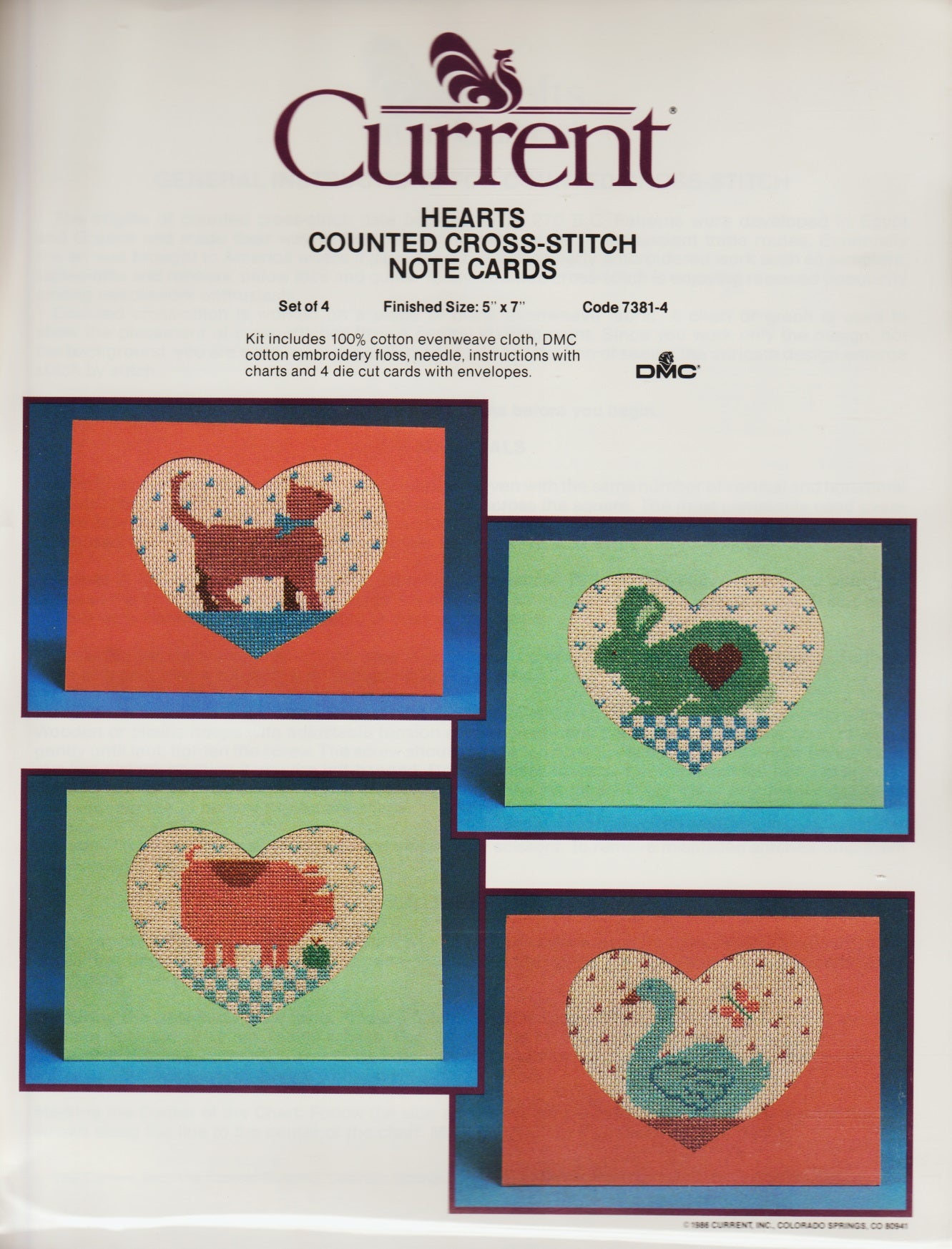 Current Hearts Note Cards cross stitch kit