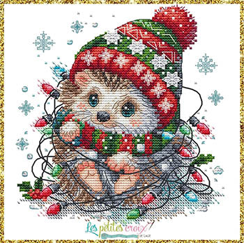 Les Petites croix de lucie Hedgehog Christmas cross stitch pattern