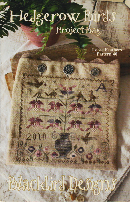 Blackbird Designs Hedgerow Birds Loose Feathers 40 cross stitch pattern