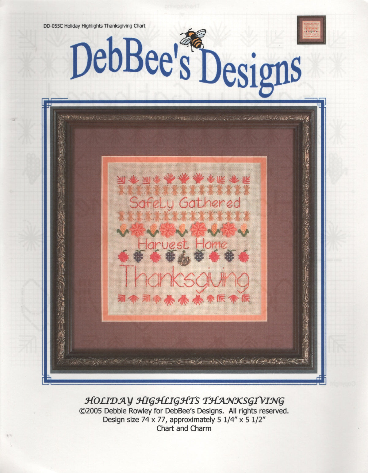 DebBee's Designs Holiday Highlights Thanksgiving DD-055C Thanksgiving cross stitch pattern