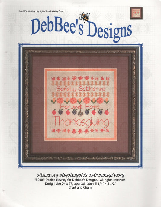 DebBee's Designs Holiday Highlights Thanksgiving DD-055C Thanksgiving cross stitch pattern