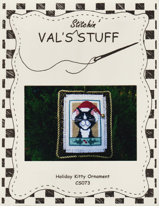 Val's Stuff Holiday Kitty Ornament CS073 cross stitch pattern