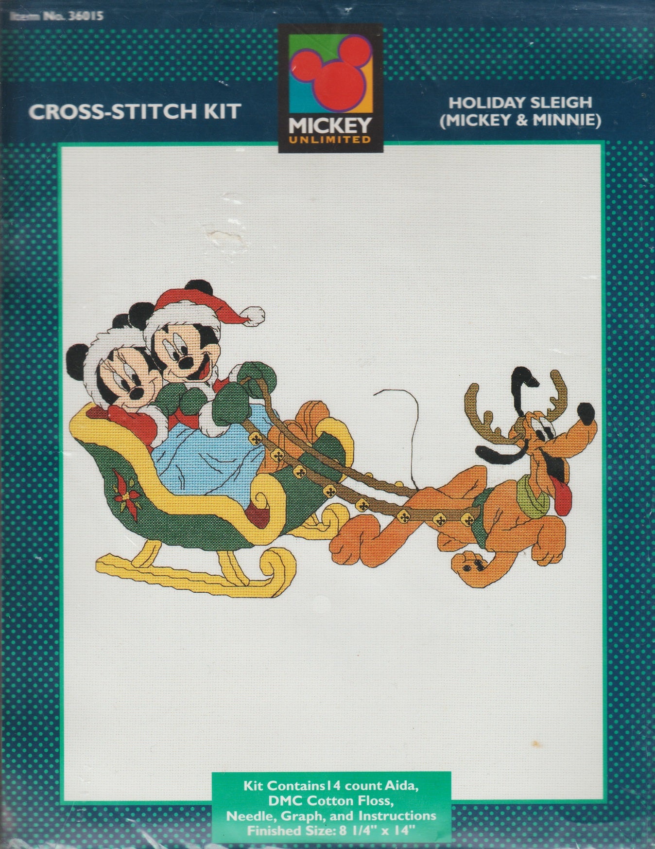 Just CrossStitch Holiday Sleigh 36015 Mickey Minnie Mouse Disney christmas cross stitch kit