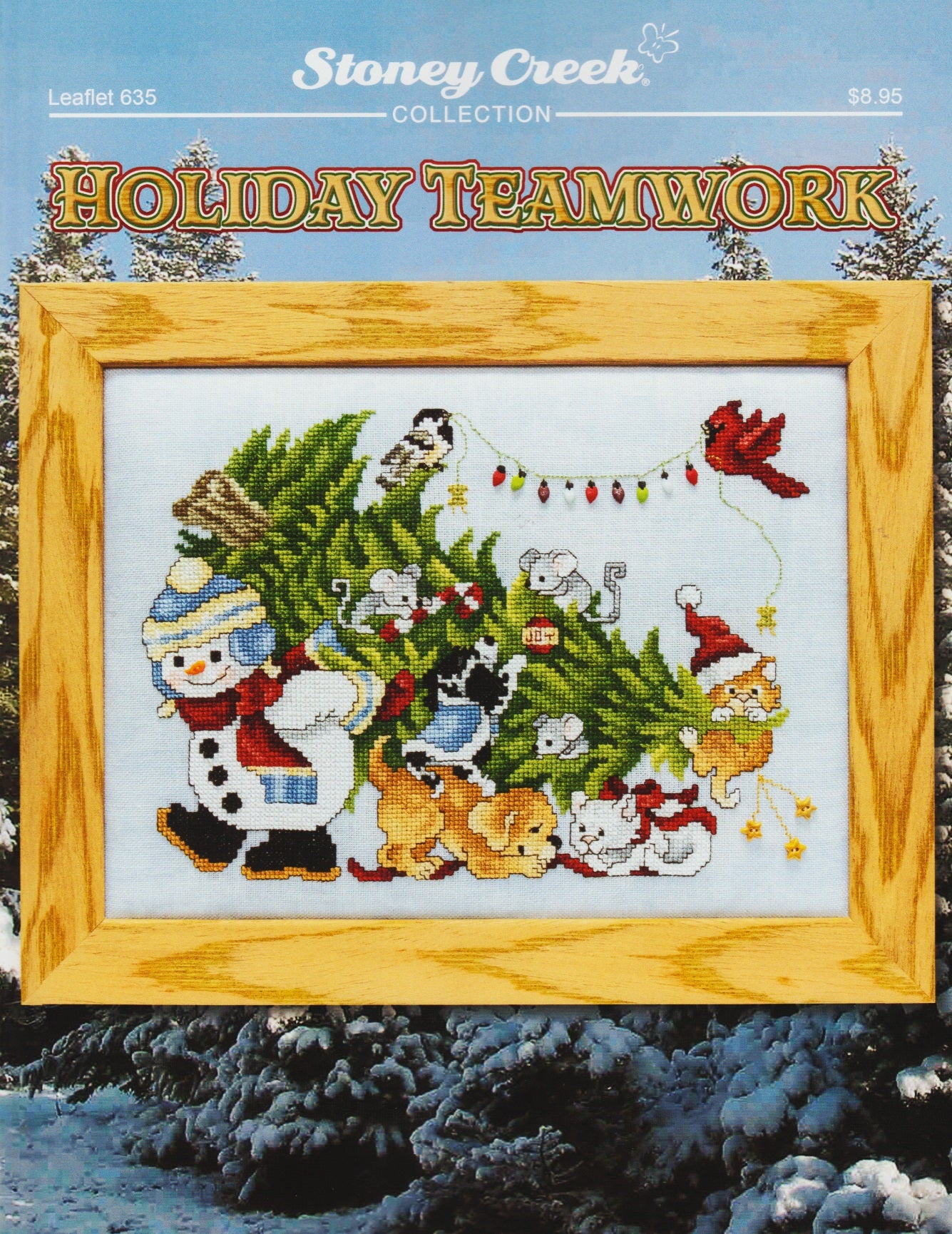 Stoney Creek Holiday Teamwork LFT635 snowman christmas tree cross stitch pattern