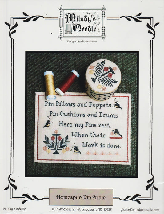 Milady's Needle Homespun Pin Drum cross stitch pattern