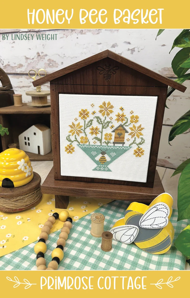 Primrose Cottage Honey Bee Basket cross stitch pattern