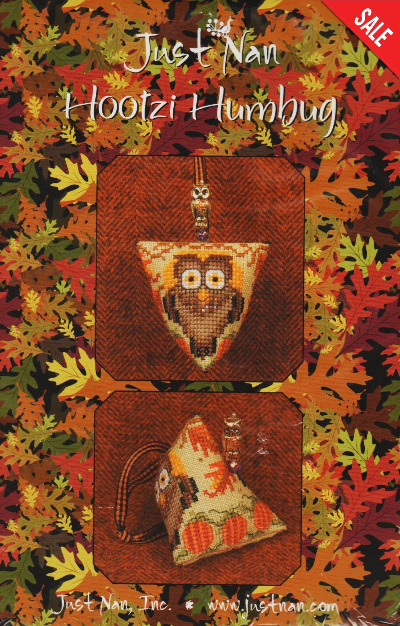 Just Nan Hootzi Humbug halloween owl cross stitch kit