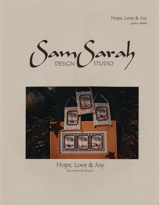 Sam Sarah Hope, Love & Joy 8888 christmas ornament cross stitch pattern