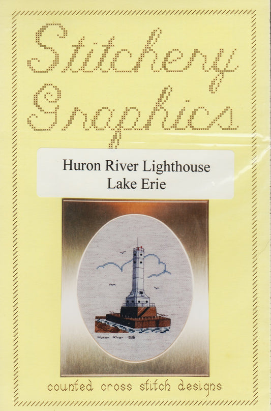 Stitchery Graphics Huron River Lighthouse Lake Erie cross stitch pattern