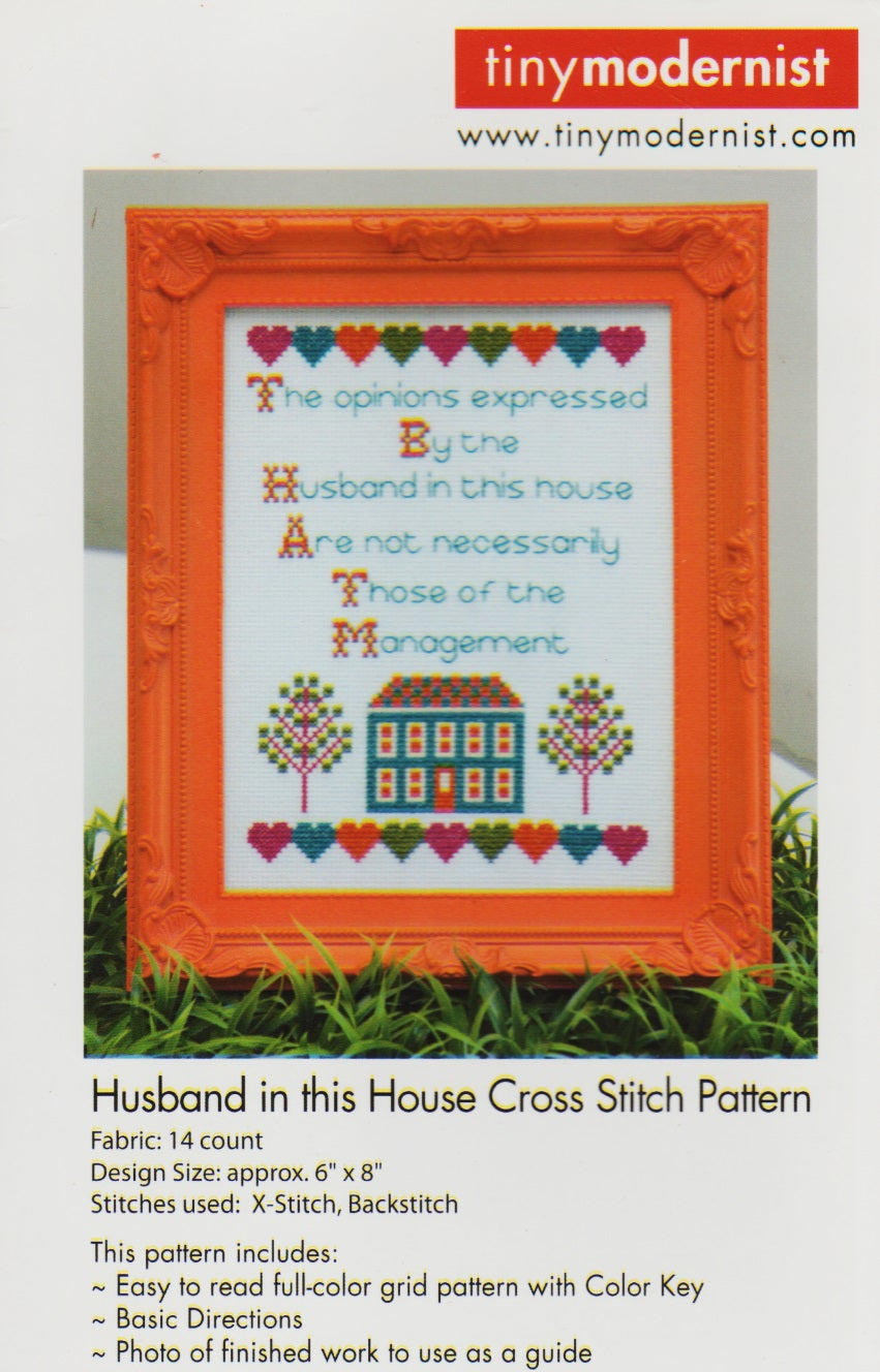 Tiny Modernist Husband In This House cross stitch pattern