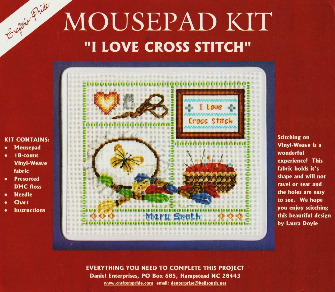 Craftway's Pride I Love Cross Stitch Mouse Pad cross stitch kit