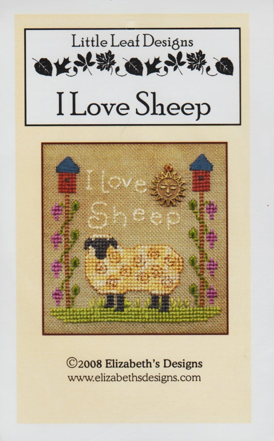 Elizabeth's Little Leaf Designs I Love Sheep cross stitch pattern
