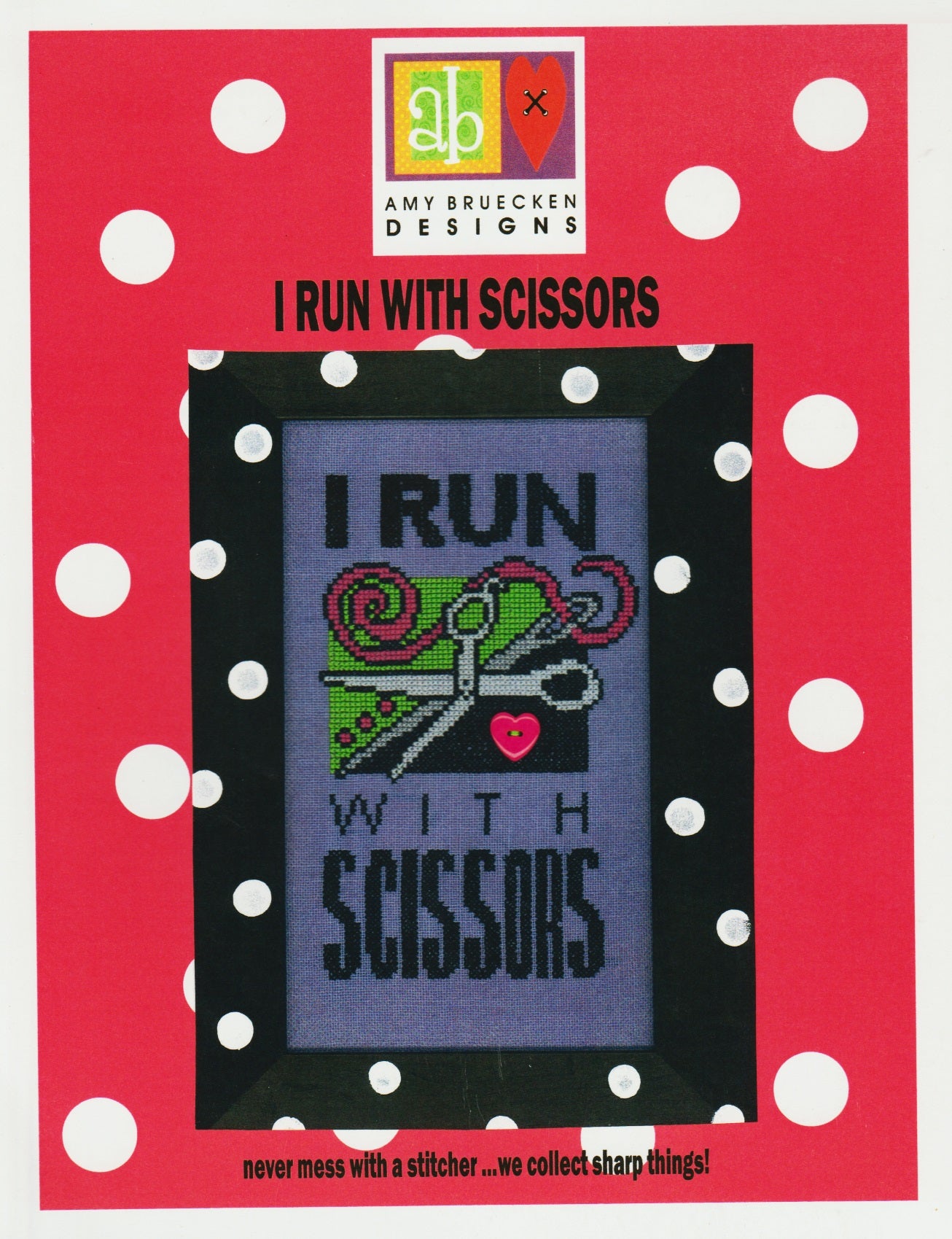 Amy Bruecken I run with scissors cross stitched pattern