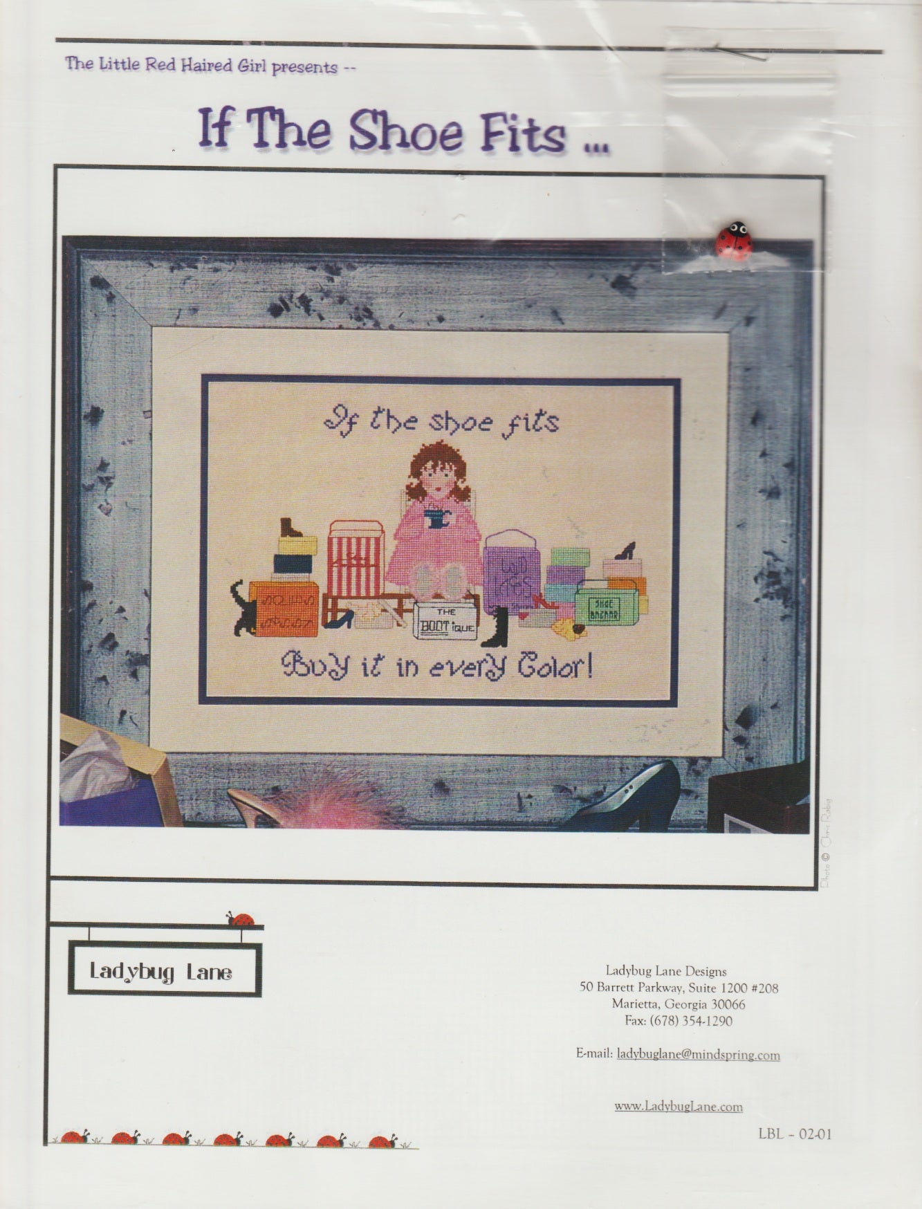 Ladybug Lane If The Shoe Fits LBL-02-01 cross stitch pattern