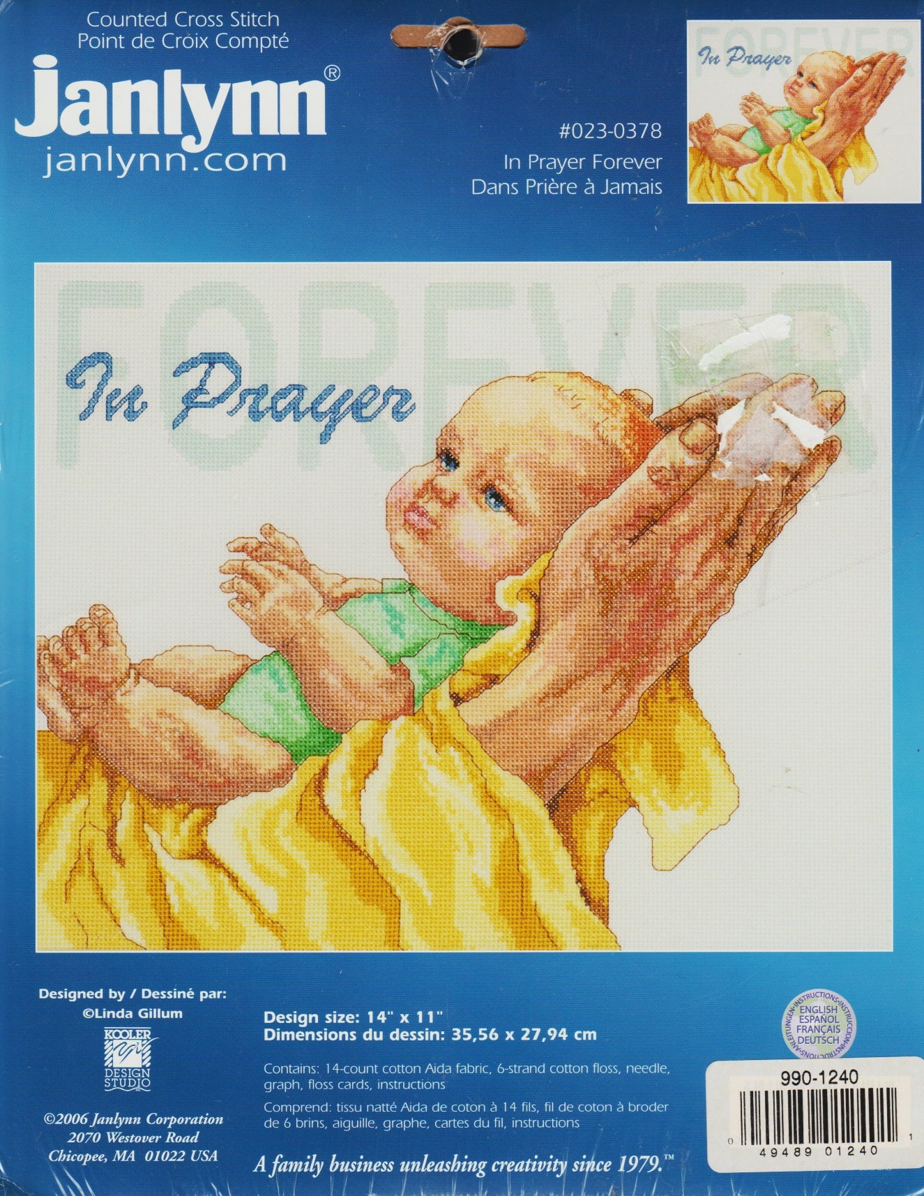JanLynn In Prayer Forever 023-0378 baby religious cross stitch pattern