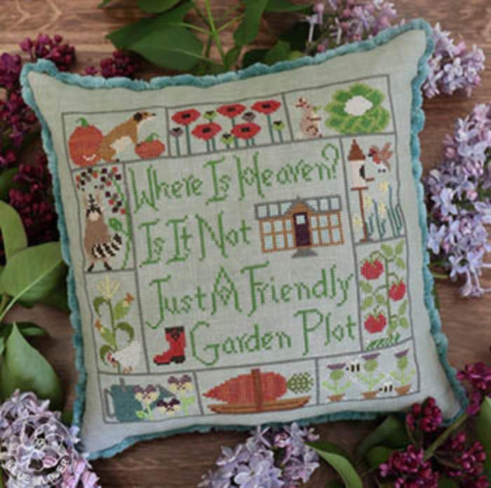 The Blue Flower In The Garden cross stitch pillow pattern