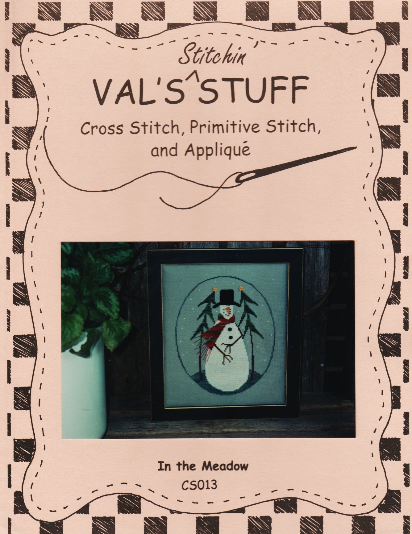 Val's Stuff In The Meadow CS013 snowman cross stitch pattern