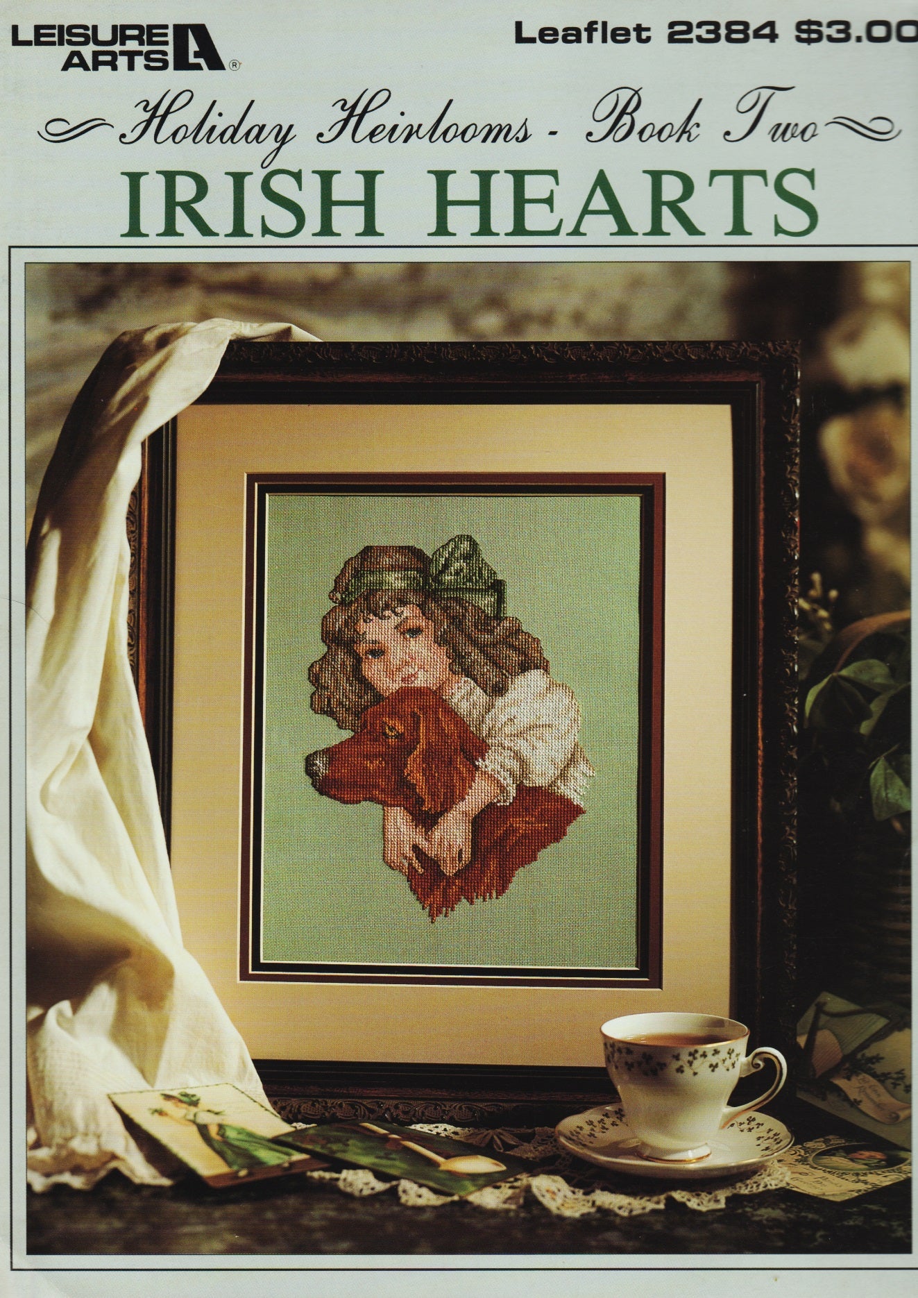 Leisure Arts Irish Hearts 2384 child dog irish setter cross stitch pattern