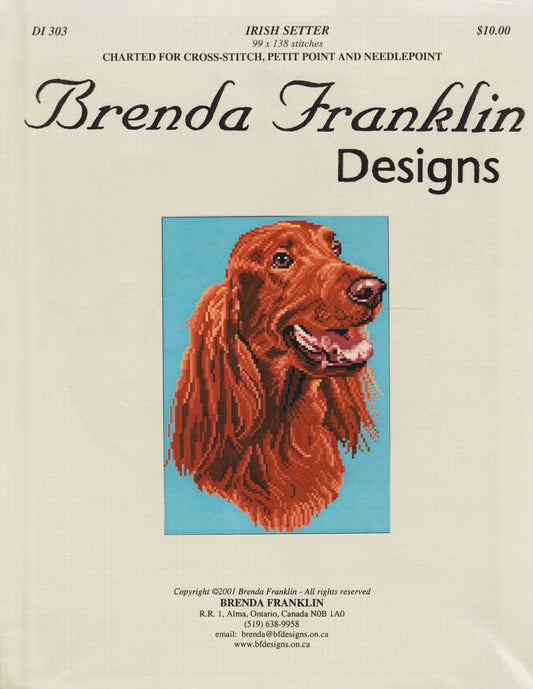 Brenda Franklin Irish Setter DI303 cross stitch dog pattern