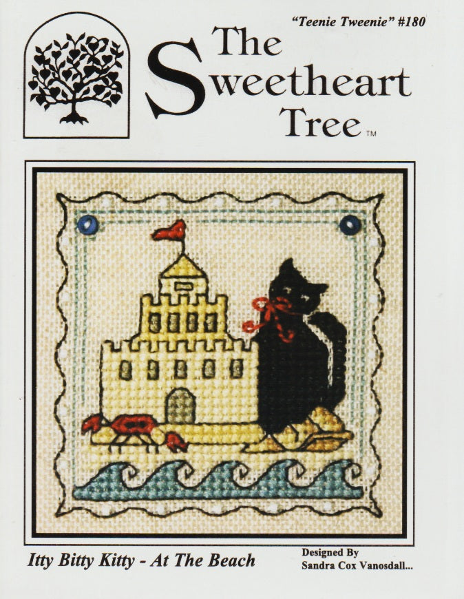 Sweetheart Tree Itty Bitty Kitty At The Beach TT180 cross stitch pattern