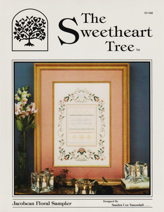 The Sweetheart Tree Jacobean Floral Sampler SV-032 cross stitch sampler pattern