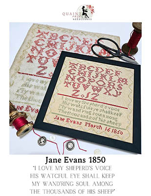 Quaint Rose Jane Evans 1850 cross stitch reproduction sampler pattern