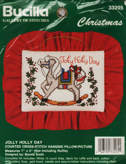 Bucilla Jolly Holly Christmas 33205 cross stitch kit