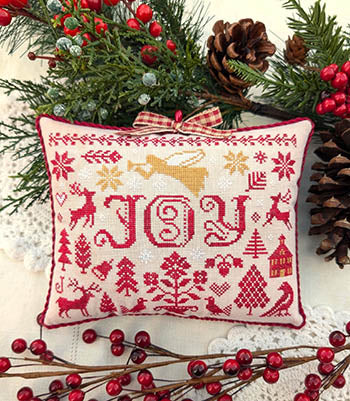 Lila's Studio Joy christmas cross stitch pillow pattern