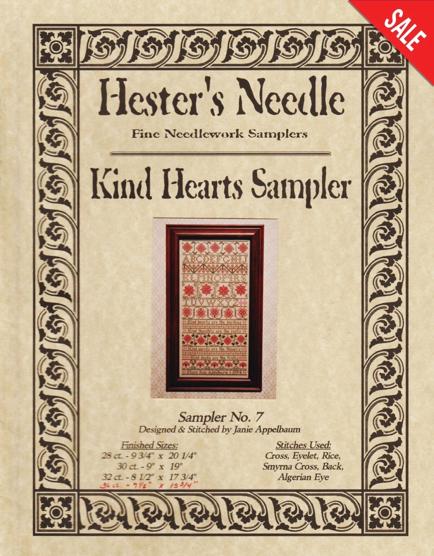 Hester's Needle Kind Hearts Sampler 7 cross stitch pattern