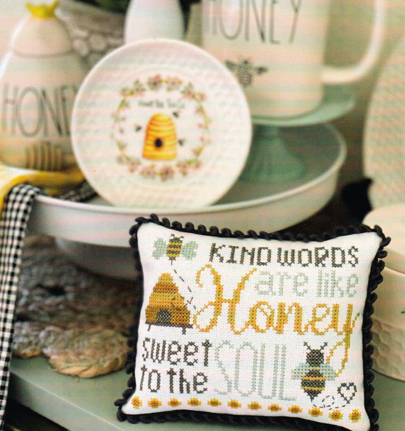 Primrose Cottage Kind Words CS-016 bee honey cross stitch pattern