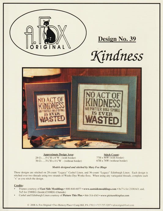 A. Fox Original Kindness 39 cross stitch pattern