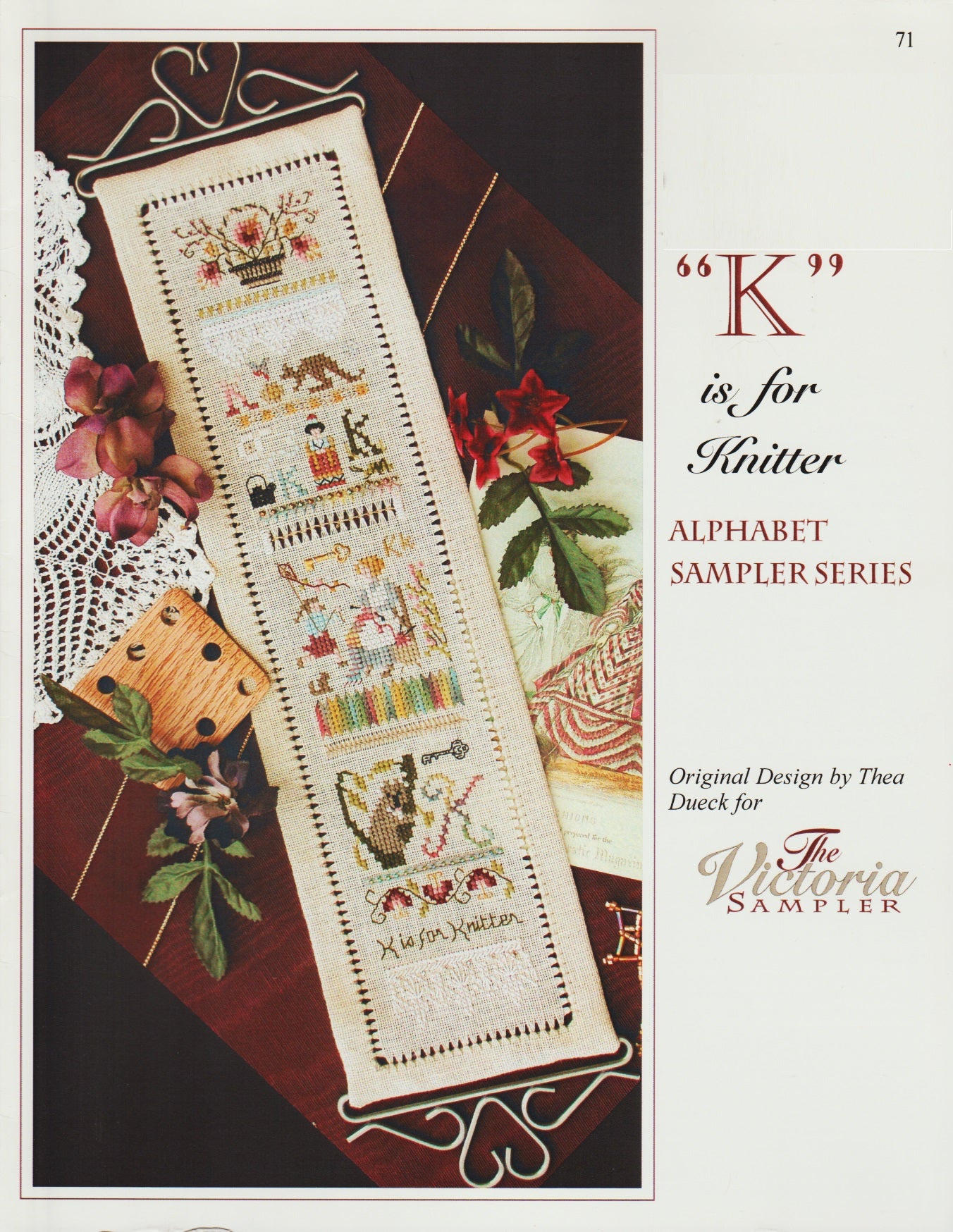Victoria Sampler K is for Knitter 71 cross stitch pattern