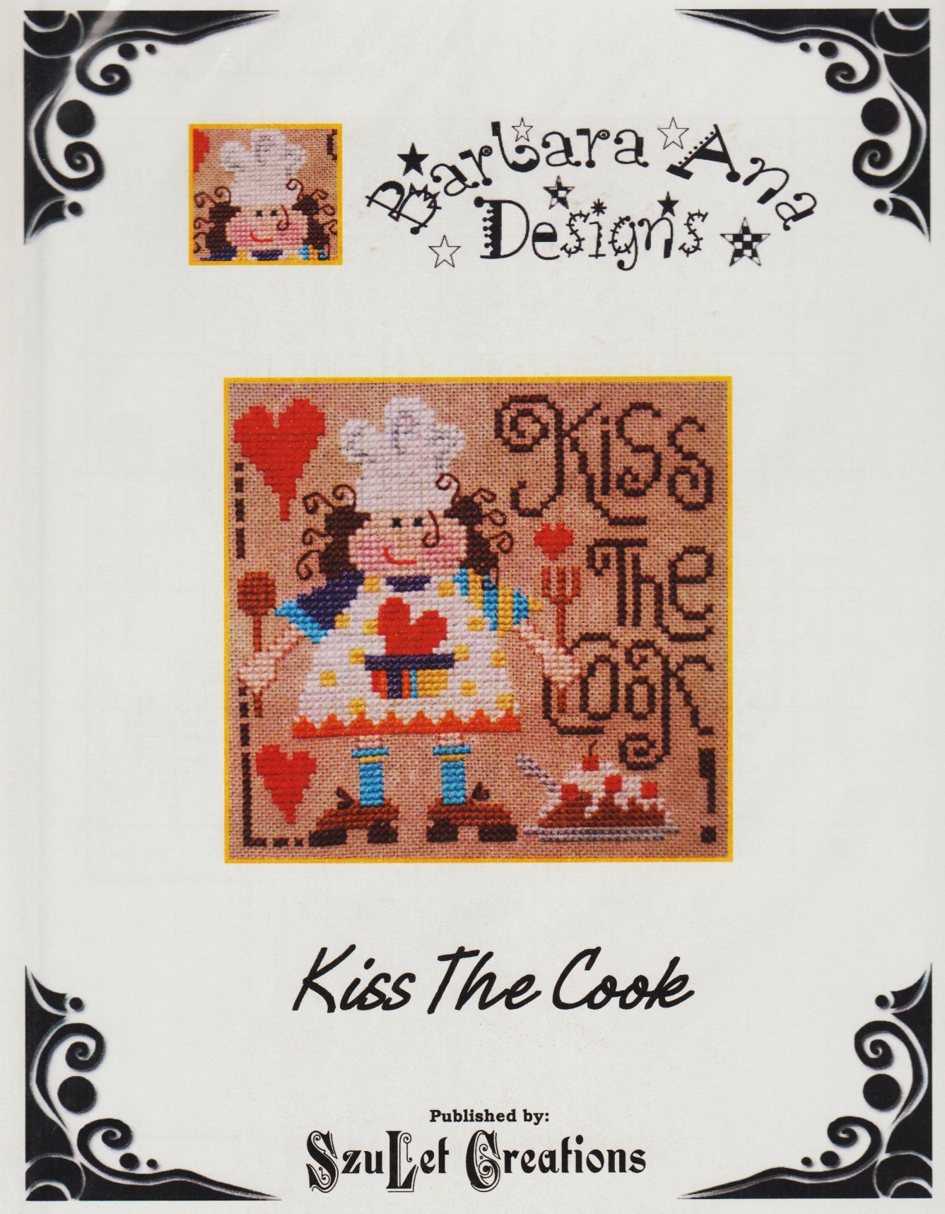 SuzLet Creations Kiss The Cook cross stitch pattern