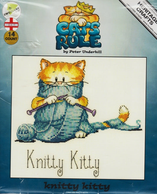 Heritage Crafts Knitty Kitty CRNK1056 cross stitch kit