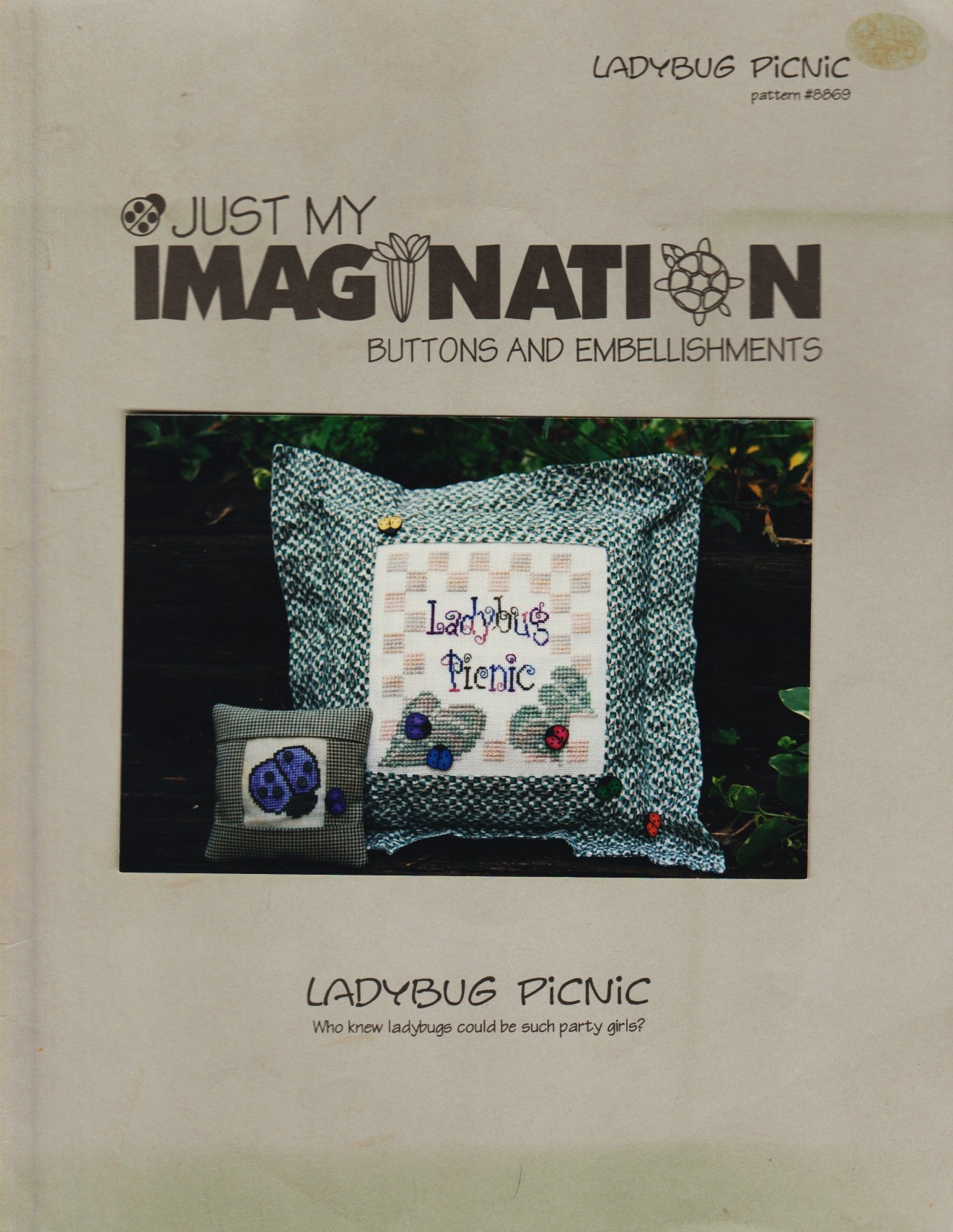 Just My Imagination Ladybug Picnic 8869 cross stitch pattern