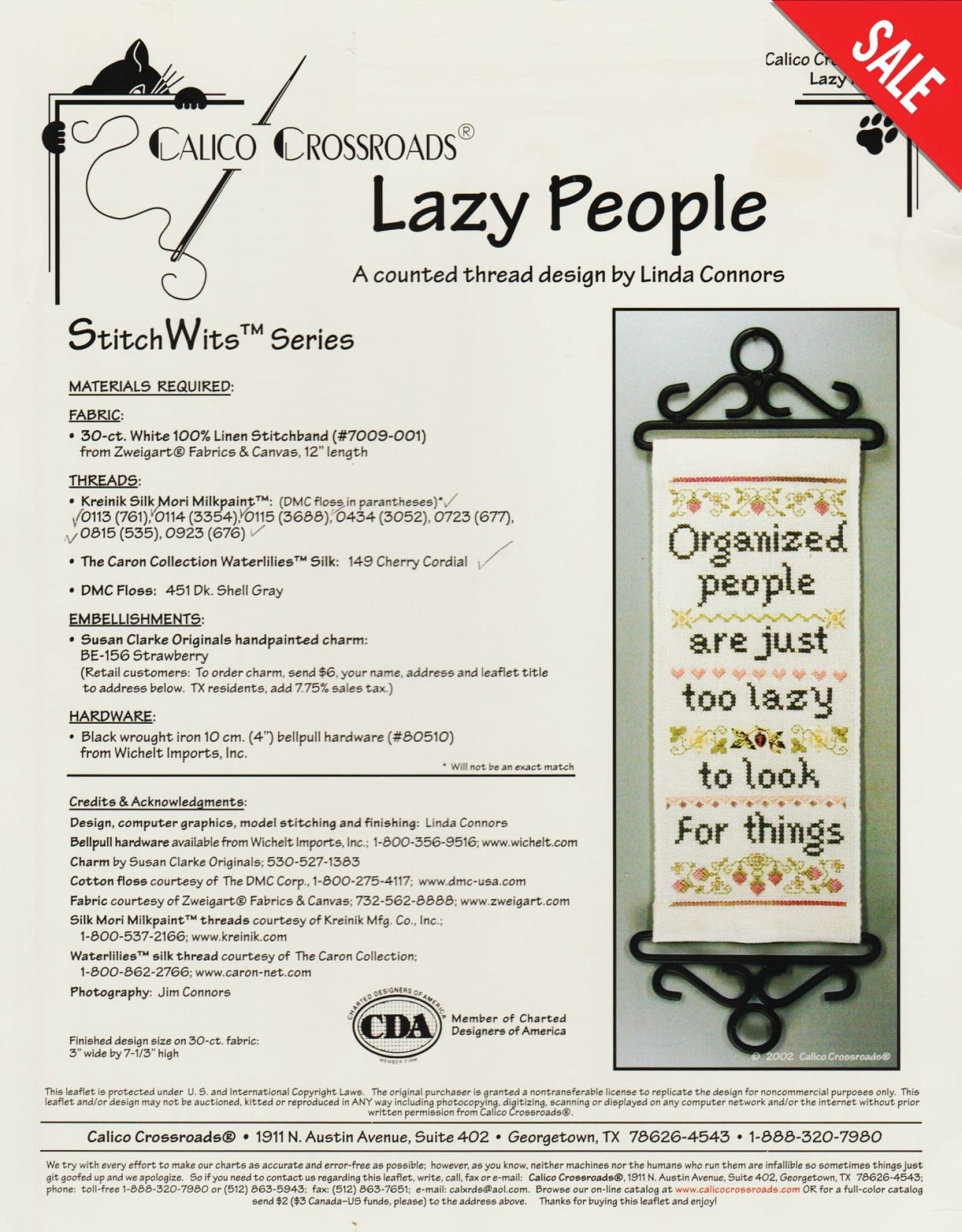 Calico Crossroads Lazy People cross stitch pattern