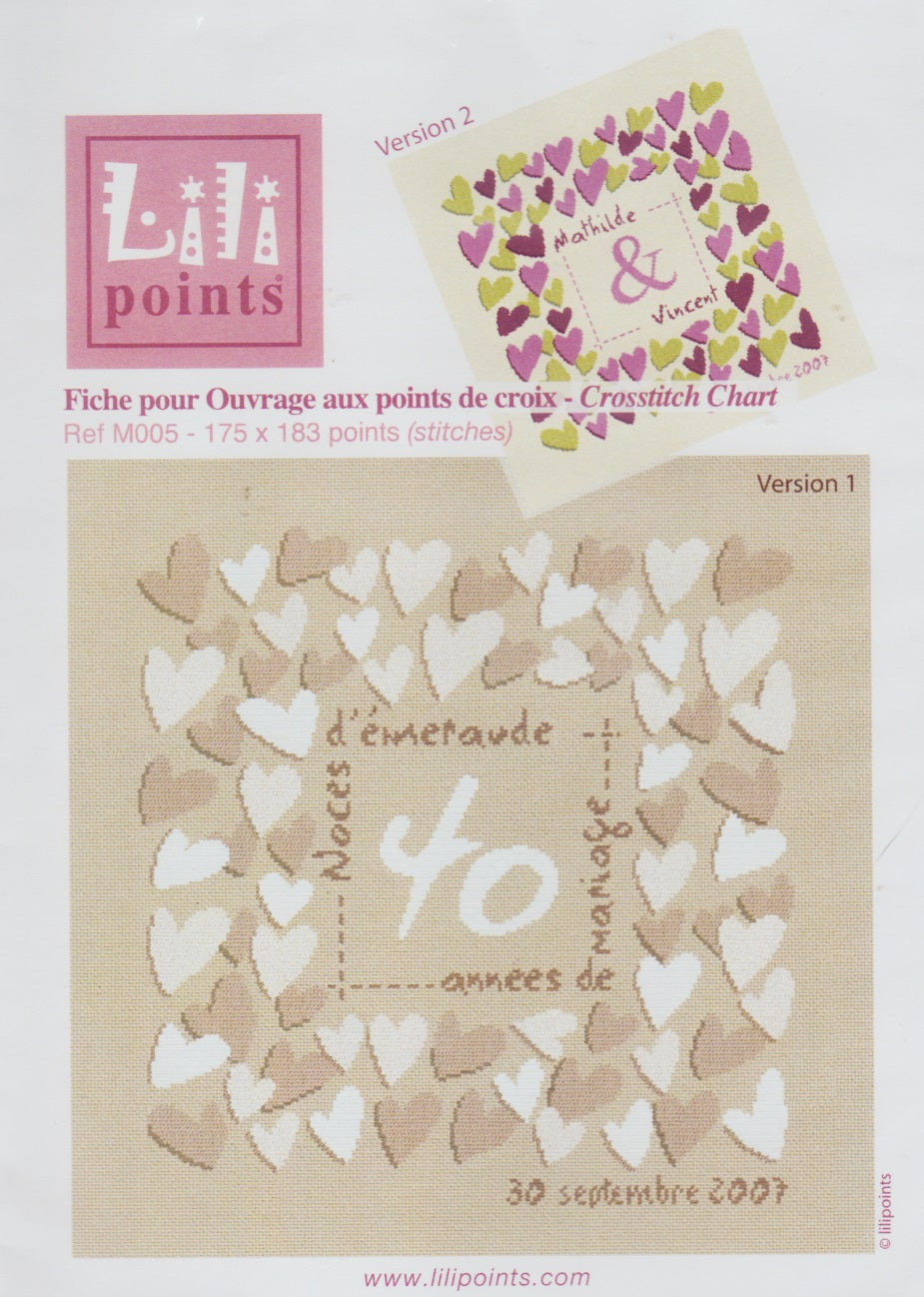 Lili Points Les Anniversaires De Marriage cross stitch pattern