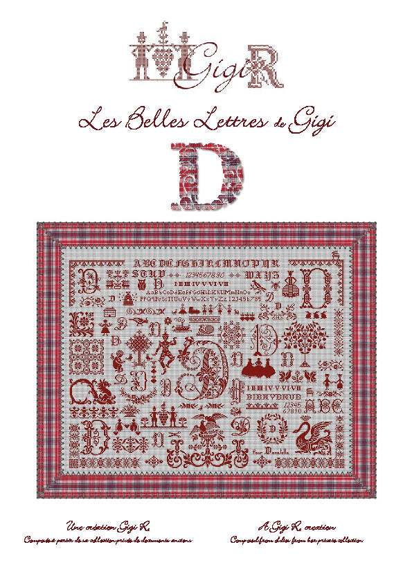 Gigi R Les Belles Letters D cross stitch pattern