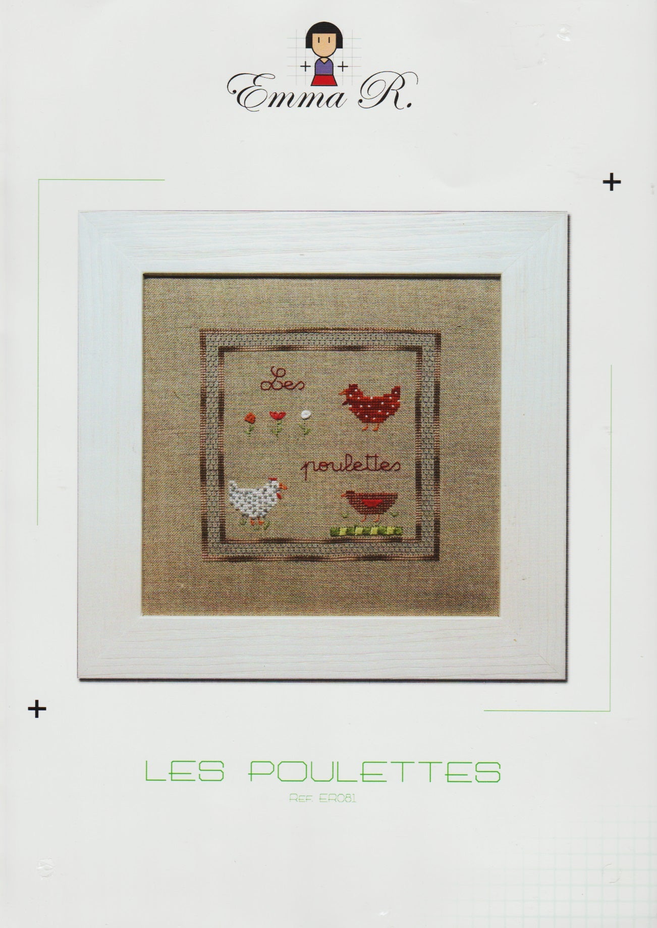 Emma R. Les Poulettes chickens cross stitch pattern