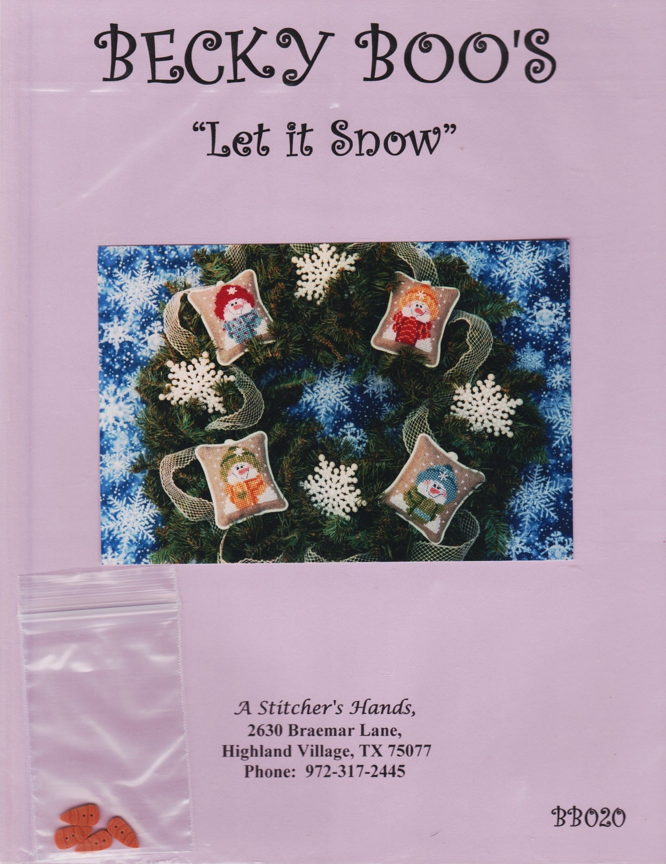 A Stitchers Hands Let It Snow christmas ornaments cross stitch pattern