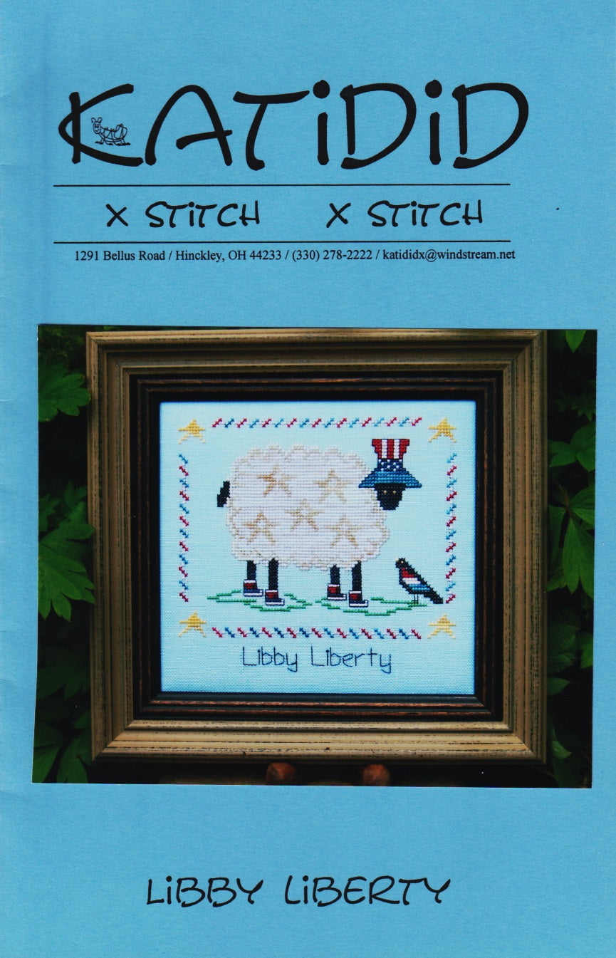 Katidid Libby Liberty cross stitch pattern