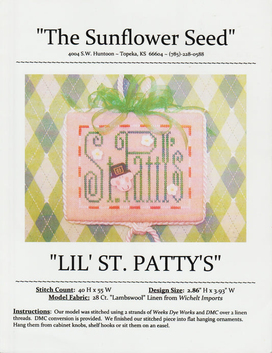 The Sunflower Seed Lil' St. Patty's cross stitch pattern