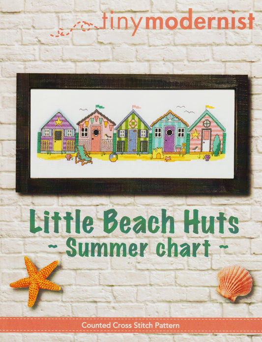 Tiny Modernist Little Beach Huts cross stitch pattern